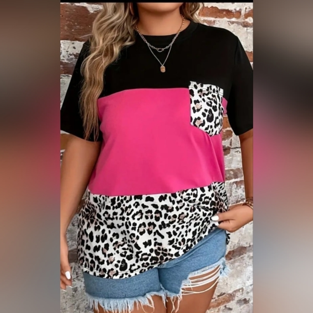 NWOT Plus Size Leopard Print Top size 1X and 2X - image 1